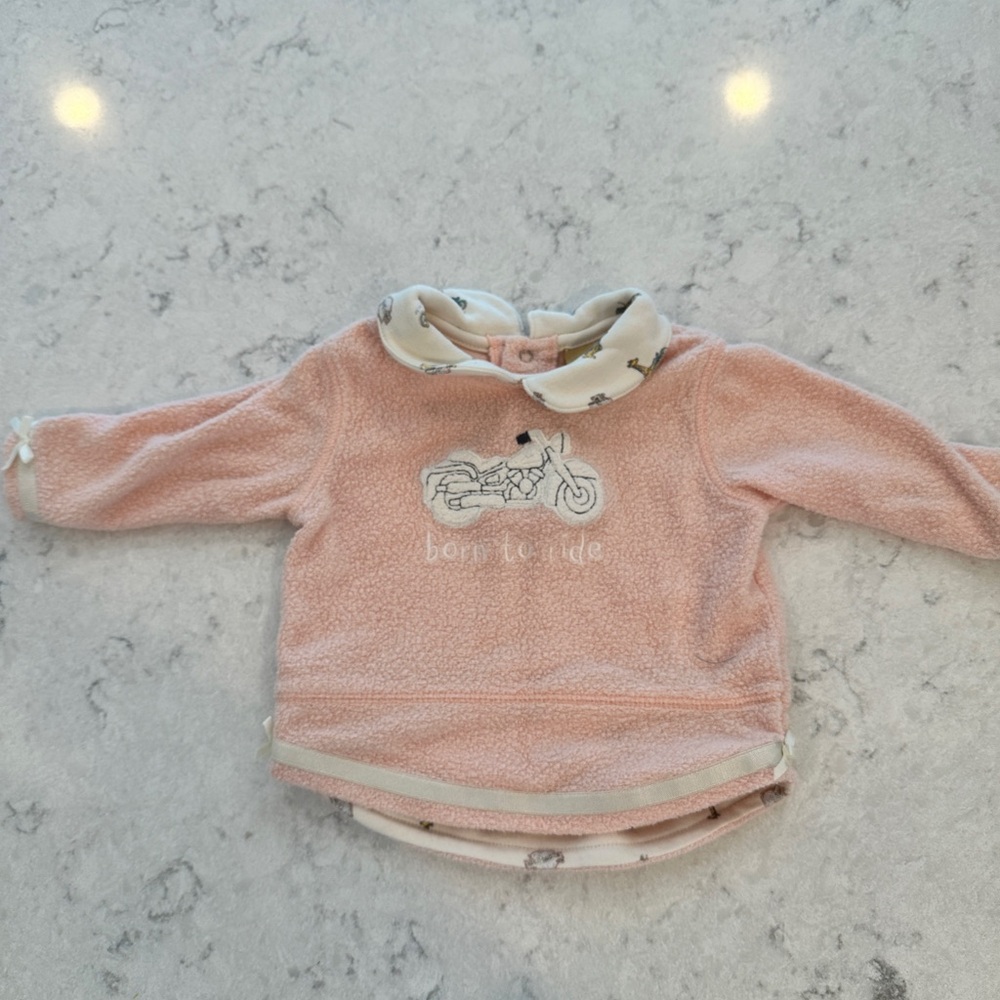 Harley Davidson 3-6 month long sleeve pink shirt